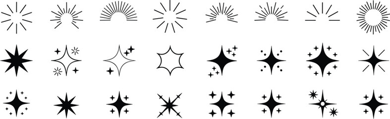 Collection of Sparkling Star and Sunburst Icons