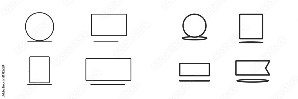 Poster Collection of minimalist web icons featuring various geometric shapes and banners for digital design projects