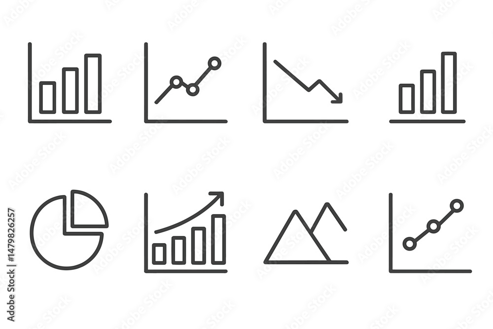 Leinwandbilder Set of web icons depicting various data visualization elements for digital interfaces and applications