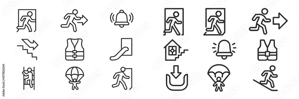 Poster Collection of web icons representing safety, navigation, and emergency actions for digital use