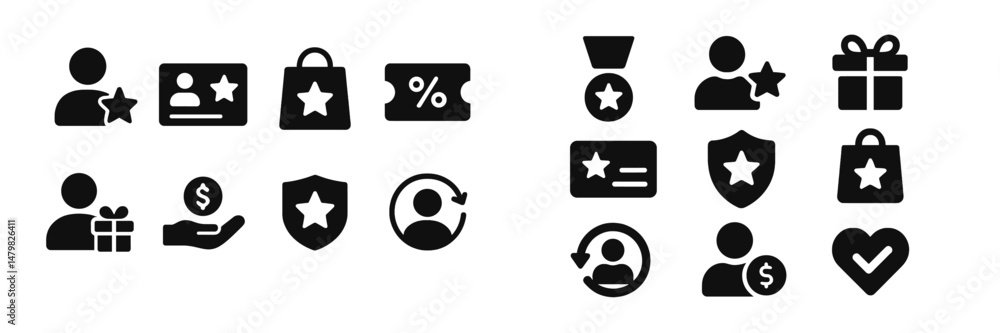 Leinwandbilder set of black web icons representing various online activities and user interactions for digital plat