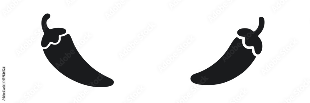 Leinwandbilder Set of black web icons featuring chili peppers designed for digital use and modern graphic applications