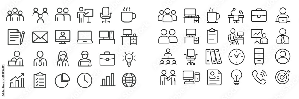 Leinwandbilder collection of web icons representing various office activities and communication tools for digital p