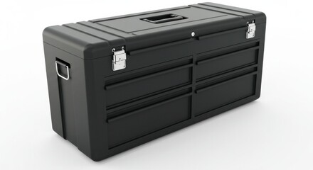 Durable black mobile tool chest featuring multiple drawers and secure latches