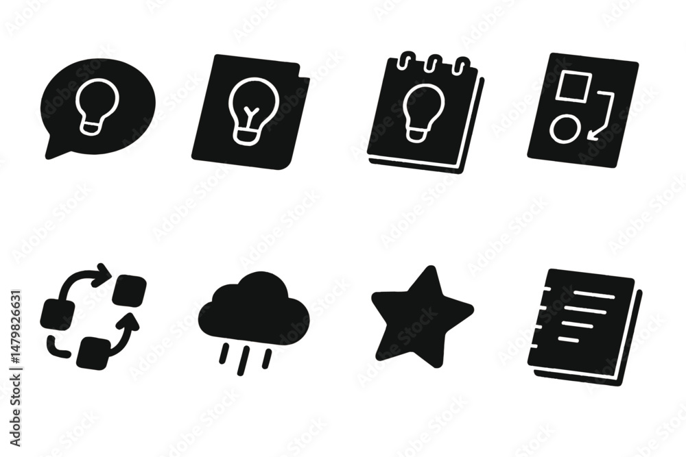 Aufkleber collection of essential web icons representing ideas, organization, and tasks for digital design pro