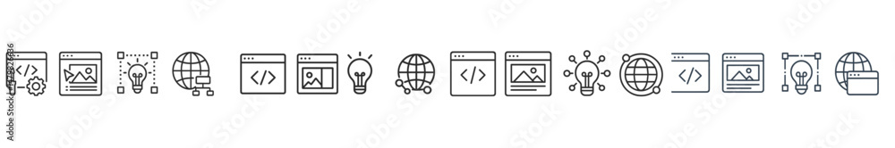Poster collection of minimalist web icons for digital design and development projects