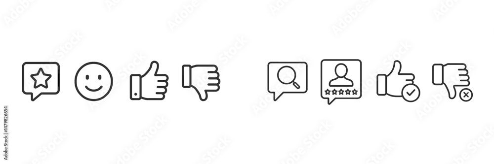 Aufkleber set of web icons representing user interactions including ratings, feedback, and emotions for digita