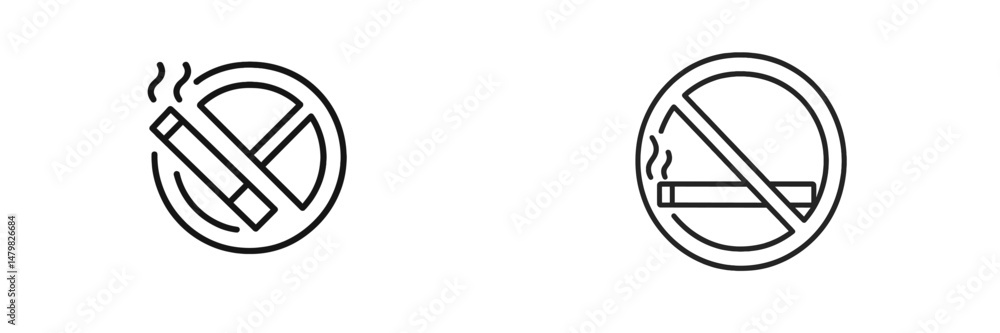 Poster web icons displaying no smoking symbols for public health awareness and regulations on tobacco use