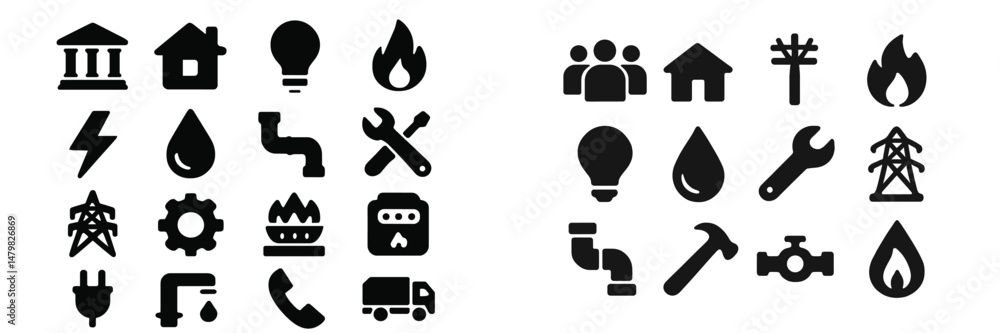 Fototapete comprehensive set of web icons representing various utilities and services for digital applications 