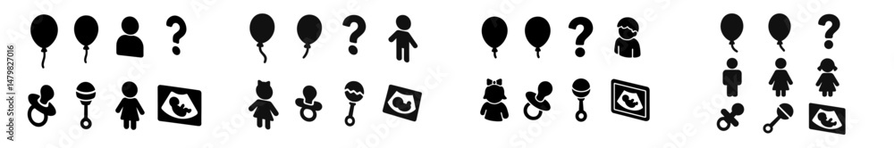 Poster diverse set of web icons representing various concepts and activities in a minimalistic design
