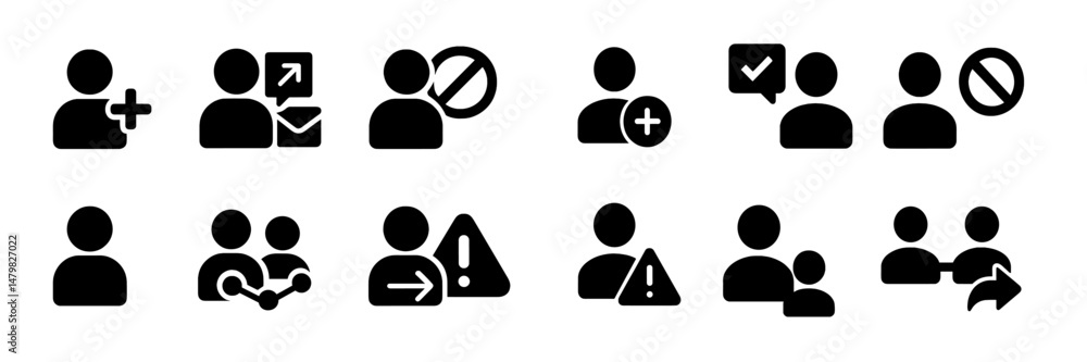 Fototapete Collection of modern web icons depicting user interaction, communication, and notifications for digital platforms