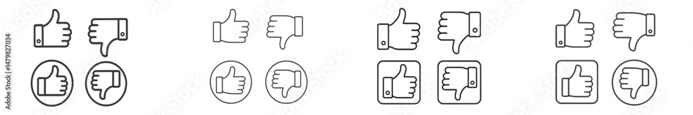 Aufkleber collection of web icons featuring thumbs up and thumbs down symbols for online feedback and interact