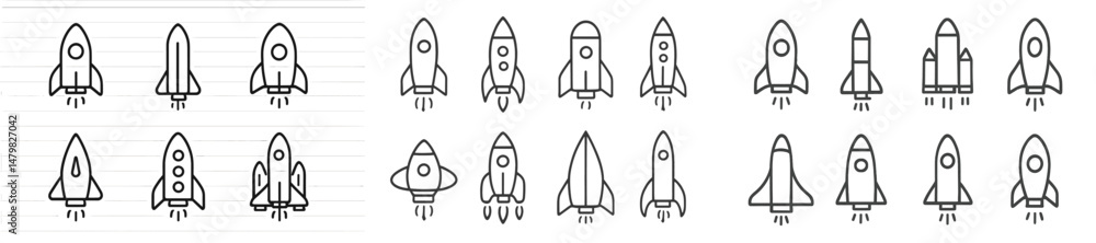 Leinwandbilder collection of unique web icons featuring various rocket designs for digital projects and application
