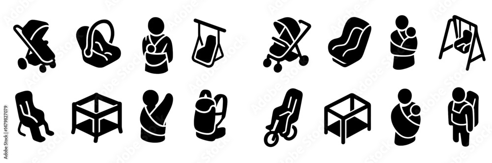 Fototapete Collection of web icons representing various baby and parenting essentials for online use and design projects