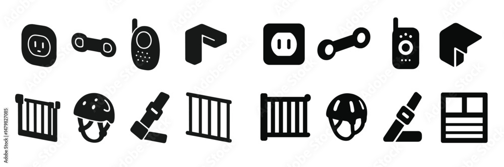 Leinwandbilder collection of modern web icons showcasing communication and security elements in a minimalistic styl