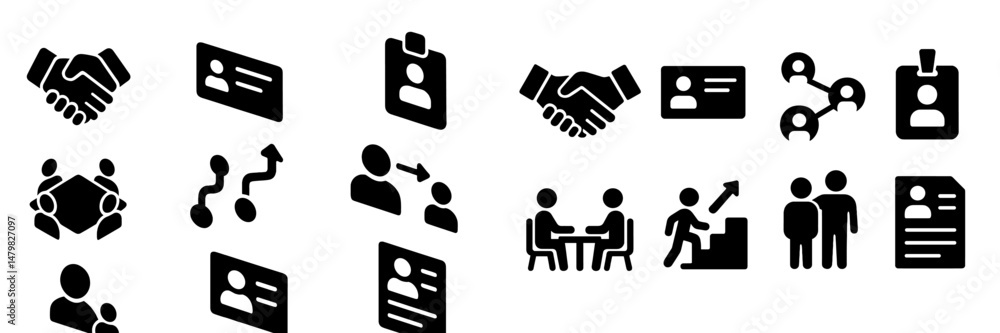 Fototapete diverse set of web icons representing networking, collaboration, and user interaction in digital env
