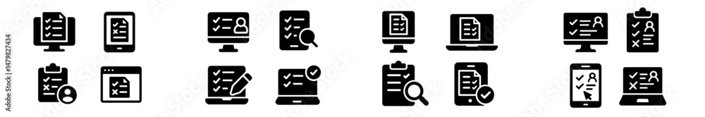 Fototapete Collection of web icons depicting various digital interactions and user interface elements for website functionality and design