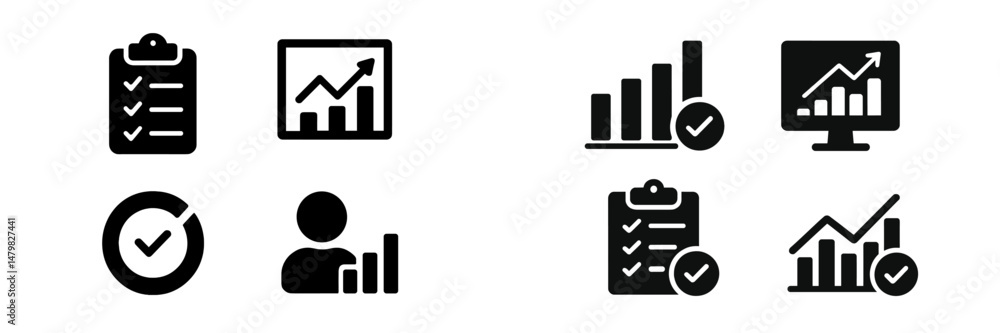 Leinwandbilder variety of web icons representing charts, analytics, checklists, and user activity suitable for digi