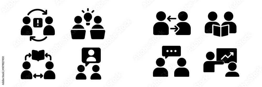 Aufkleber collection of web icons representing communication, collaboration, and interaction in digital enviro