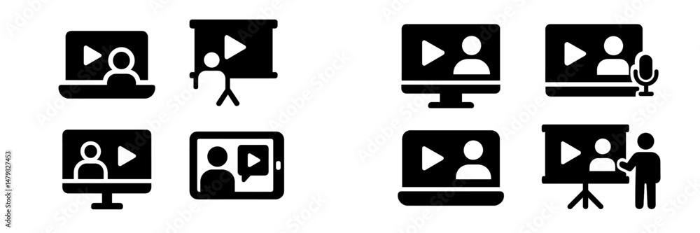 Aufkleber Collection of web icons depicting various digital communication and presentation methods for online engagement
