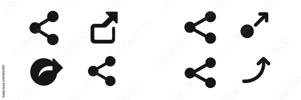 Aufkleber Set of web icons showcasing sharing, linking, and interaction symbols designed for digital communication