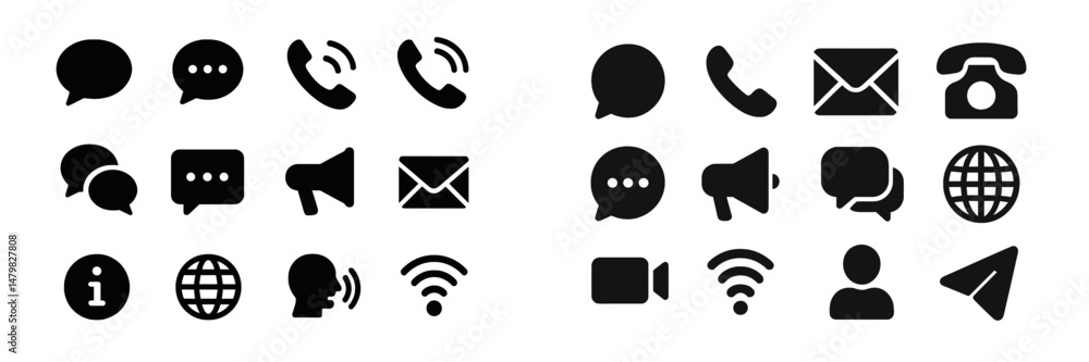 Fototapete web icons collection featuring communication symbols for digital interface design and user engagemen
