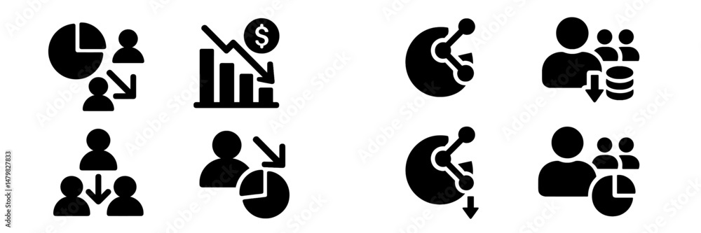 Fototapete collection of web icons illustrating business analytics, user interaction, and data visualization co