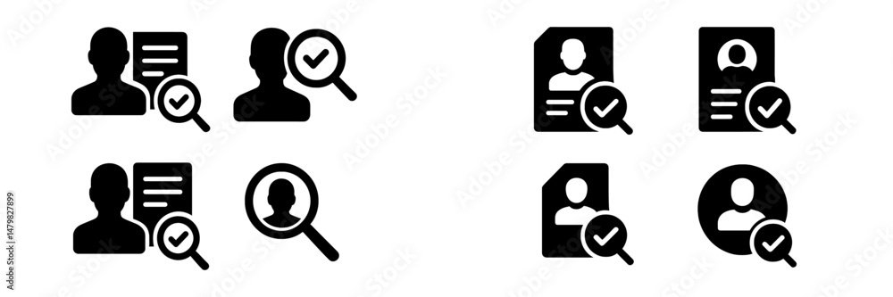 Leinwandbilder Set of web icons representing user verification and profile search functionality for digital applications