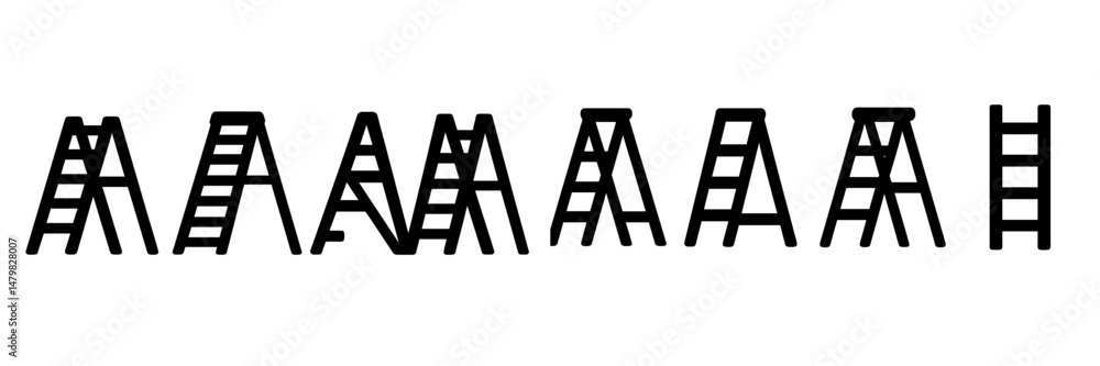 Poster set of web icons featuring various ladder designs for easy identification and use in user interfaces