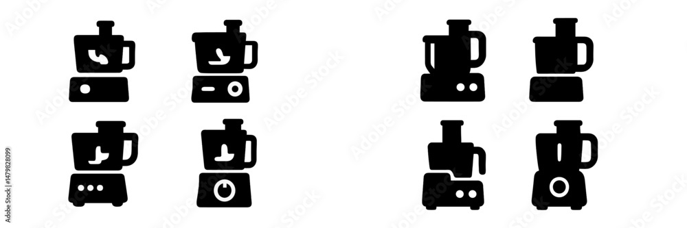 Poster collection of web icons featuring various blender designs for culinary applications and digital inte