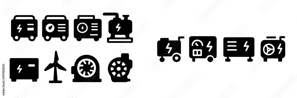 Aufkleber Set of web icons representing energy generation and transportation solutions for modern applications