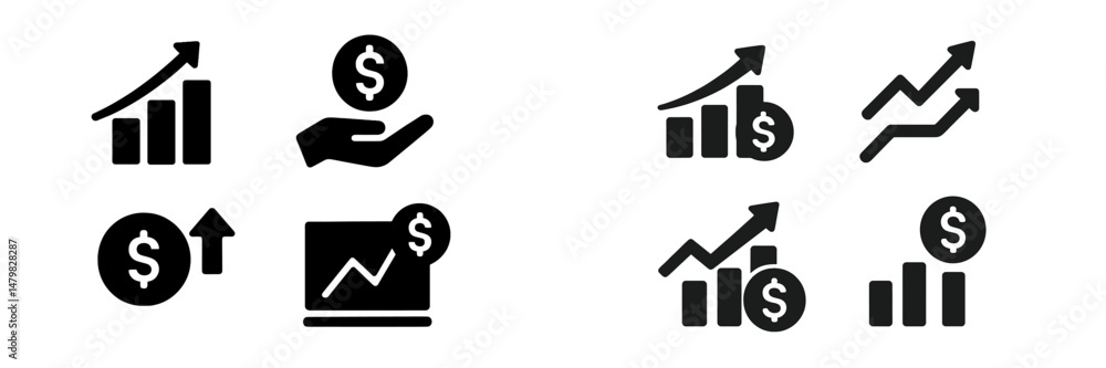 Fototapete set of web icons representing financial growth and investment concepts designed for digital use