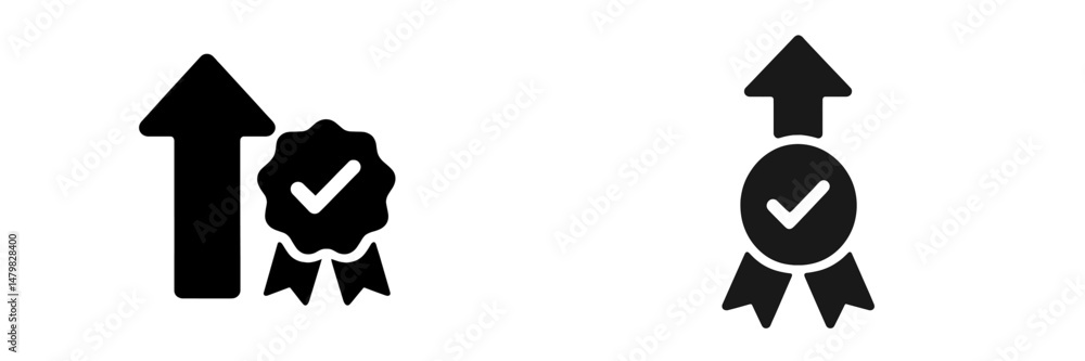 Poster various web icons representing upward growth and achievement awards in a modern design
