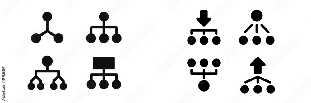 Aufkleber Collection of web icons depicting various organizational structures and connections for digital design use