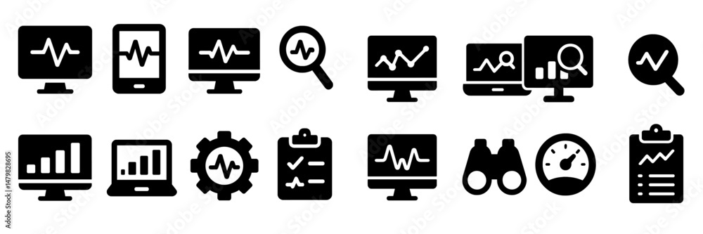 Aufkleber Collection of web icons representing health, analytics, and data monitoring for modern applications and interfaces