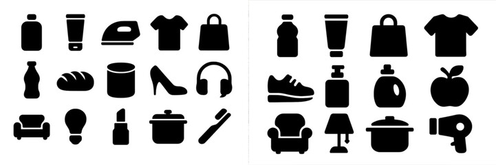 Obraz premium Collection of diverse web icons representing various everyday items and activities