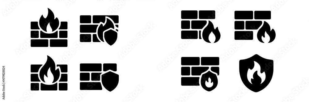 Aufkleber Web icons representing fire and security themes for digital design projects and applications related to safety and protection