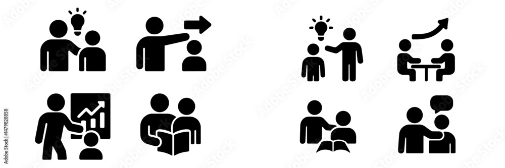 Fototapete collection of web icons representing various communication and collaboration activities in a streaml