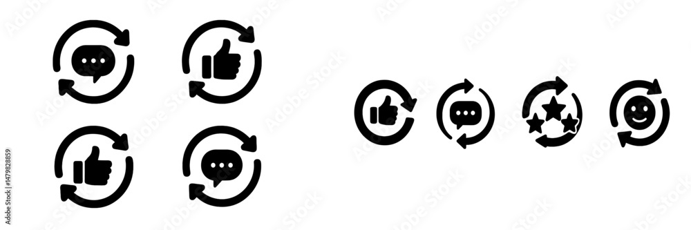 Poster set of web icons depicting user interaction features for online platforms