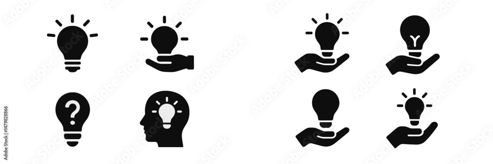 Leinwandbilder unique set of web icons featuring light bulbs and hands designed for digital applications and online
