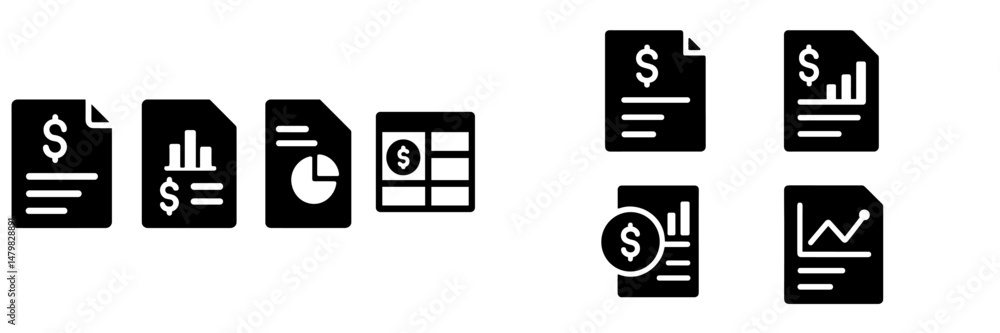 Aufkleber Collection of web icons representing financial data and documentation for digital use in various applications