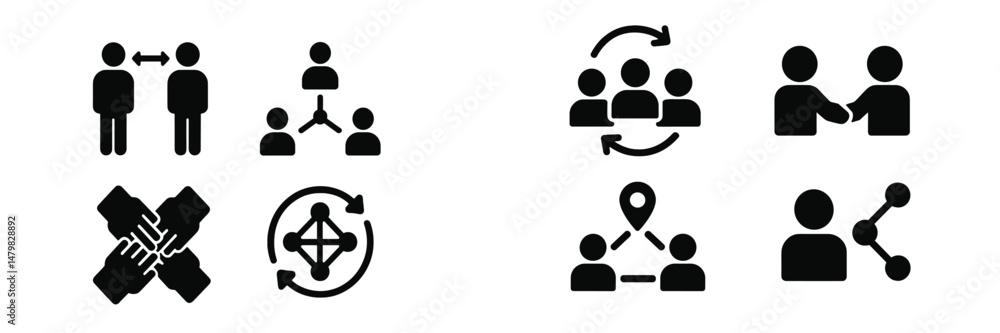 Leinwandbilder set of web icons depicting collaboration, connection, and teamwork in various digital formats for ef