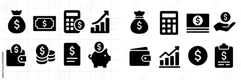 Aufkleber Collection of web icons representing financial concepts and tools for effective money management and transactions