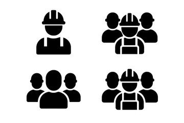 Set of web icons representing construction workers and teams for digital design projects