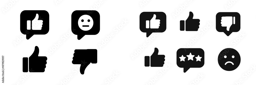 Fototapete Collection of web icons representing user feedback, reactions, and ratings in a simple and modern design
