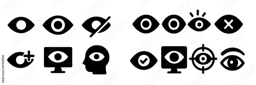 Leinwandbilder Collection of web icons representing visibility, privacy, and user interaction for digital applications