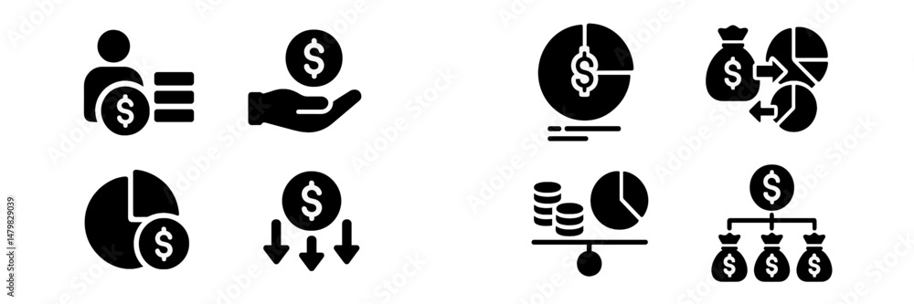 Poster Collection of web icons representing finance and monetary concepts for digital projects and applications