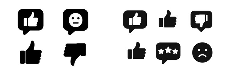 Obraz premium Collection of web icons representing user feedback, reactions, and ratings in a simple and modern design