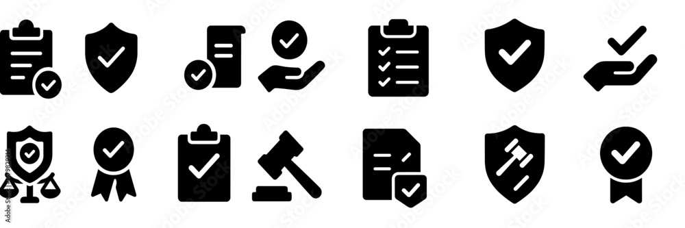 Aufkleber Set of web icons representing various security and compliance functions for digital applications and services