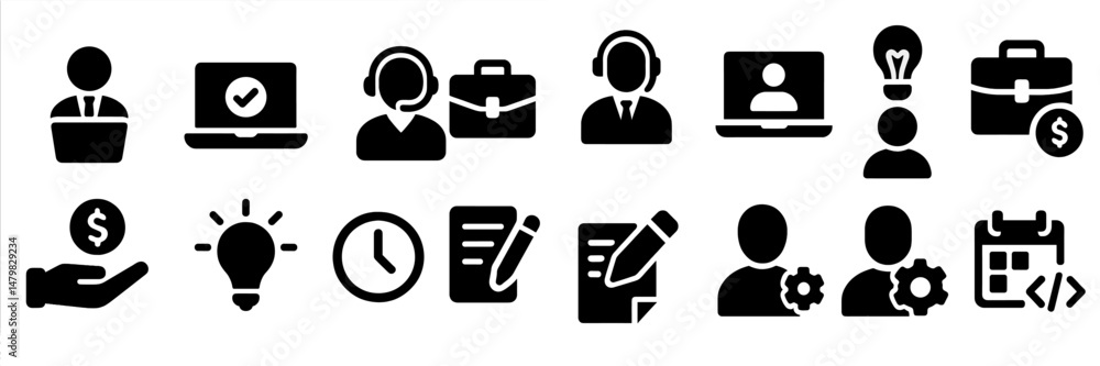 Leinwandbilder collection of web icons showcasing various business and productivity elements for digital design pro